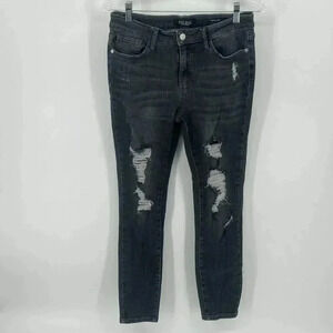 Judy Blue Skinny Fit Stretch Whiskered Distressed Jeans Womens Sz 11/30 JB8857